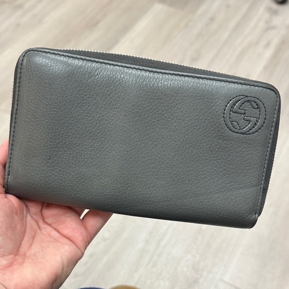 Gucci Dark Gray Leather Zipper Wallet - Picture 12 of 12